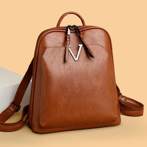 Authentic Leather Tactile Feel Backpack Womens K-style 2023 New Arrival Retro Bags Fashion Large Capacity Ladies Travel Small Backpack