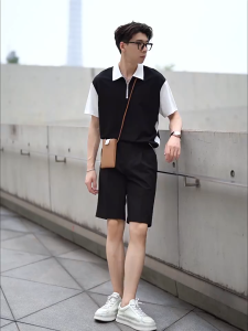 iymuymn Short Sleeve Polo Shirt For Men Half Zipper And Collar Polo Shirt PLUS SIZE