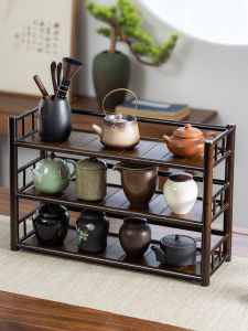 Desktop Antique Shelf Storage Rack Tea Table Tea Table Tea Stand Tea Set Purple Clay Pot Holder Kung Fu Teapot Storage Rack