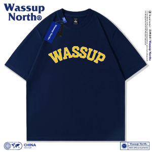 Wassup North Chinese Fad Short-Sleeved T-shirt Baby Boy and Girl Summer Pure Cotton Half-Length Sleeve Underwear Blouse Loose Printed Shirt
