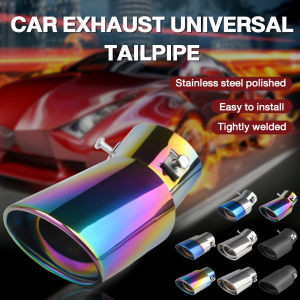 Universal Car Exhaust Muffler Tip Half Blue Round Straight/Curved  Stainless Steel Chrome Tail Muffler Exhaust Tip
