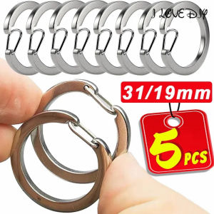 5Pcs Stainless Steel Round Clasp Hooks Split Key Rings Sliver Lobster C-ring Buckle Spring Snap Clips Keychain for Pendant Connector