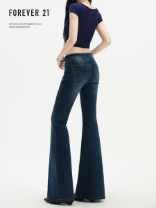 Forever 21 Retro Bell Bottom Jeans Womens High Waist Slim Fit Denim Pants American Design Sensation Summer Casual Wear
