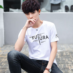 Teen Short Sleeve T-Shirt Mens Summer Pure Cotton round Neck Trend T-shirt Half-Length Sleeve T Bottoming Shirt Plus Size Clothes Loose