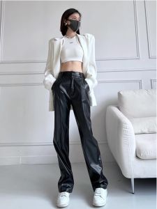 WANGGONGZHU | High Waist Long Straight Leg Pants Womens Fashion Trendy Wide Leg Floor-Length Trousers Autumn New Arrival Slimming Effect