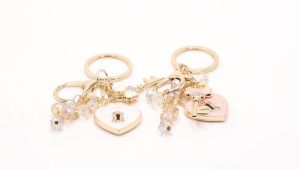New Fashion Rhinestone Bow Key And Heart Lock Bag Keychain For  Women Bag Charm Key Chain Birthday Gift Jewelry