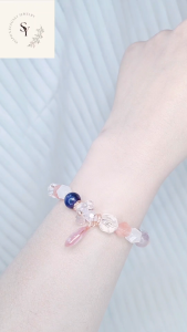 6mm粉晶+8mm萤石能量手链 招桃花旺人缘 舒缓情绪 20cm  – Attract Love Calm Mind Natural Crystal for Women