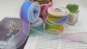 (1ROLL) PITA Ribbon Rainbow 2.5cm / Korea / Fishtail Wave Gelombang / Pita Organza PT16