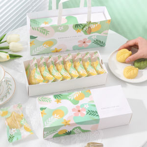 2025 Green Bean Cake Packaging Box Ice Cream Mid-Autumn Mooncake Gift Box Egg Yolk Crisp Pastry Small Box Flowing Heart Milk Yellow