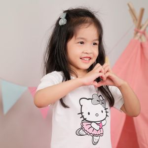 Đồ bộ bé gái Hello Kitty BOMINES thun cotton tay ngắn quần lửng dáng biker mát mẻ cho bé 3-10 tuổi 12-30kg DBLKITTYBALE