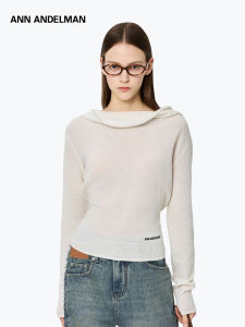 ANN ANDELMAN | Spring Hooded Knit Sweater Natural Drape Eaves Elegant Fitting