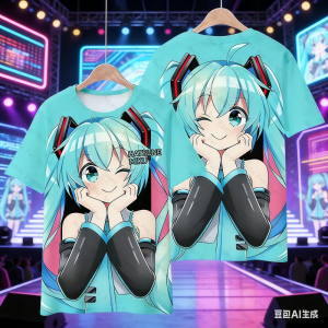 Bandai | 2026 Summer Hatsune Miku Character T-Shirt Adult Childrens Fashion Quick Drying Sports T-Shirt Mens Shirts Woman t-shirts