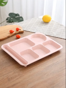 Divided Wheat Straw Table Plate Dinner Plate Separated Five-compartment Household Reusable Plate