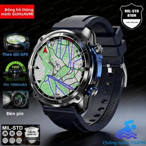 Đồng Hồ Thông Minh GPS 2025 Với Bản Đồ Ngoại Tuyến Bộ Nhớ 4GB Trình Phát Video Đồng Hồ Thông Minh Thể Thao Quân Sự Dành Cho Nam Khả Năng Bơi Lội 30m Màn Hình AMOLED Chống Nước