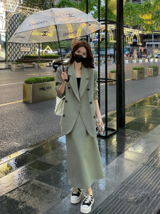 Bộ Đồ Vest Nữ Phong Cách Hepburn Thời Trang Mùa Thu Mới Áo Khoác Ngoài Váy Midi Bộ Đồ Hai Mảnh Váy Ngắn Váy Dài