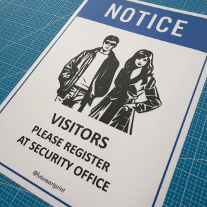 Notice Visitors Please Register At Security Office. Sign Label Notice Signage. Laminated Waterproof Scratch Resistant. Suitable for Indoor and Outdoor.
