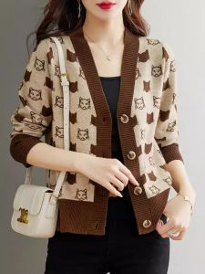 ต้น ฤดูใบไม้ร่วง สั้น เสื้อสเวตเตอร์ถัก คาร์ดิเกน ทันสมัย ผู้หญิง ฤดูใบไม้ผลิ ฤดูใบไม้ร่วง สั้น เสื้อท่อนบน เสื้อแจ๊กเก็ตถักขนาดเล็ก