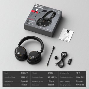 Onikuma | ONIKUMA GT886 Wireless Gaming Headset Tri Mode Bluetooth 5.3 2.4G Wired 30MS Low Latency 60H Battery Life Microphone For PC PS5