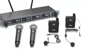 4 Channels 4 Gooseneck Conference Microphone UHF Wireless Microphone Metal Receiver Fixed Frequency for Karaoke Concert Church Speech DJ