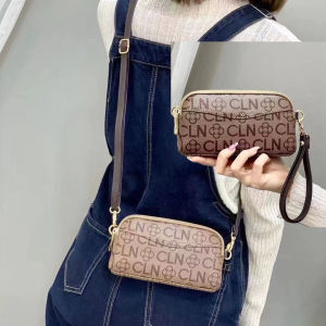 High-Quality Leather Double Layer Crossbody Bag: A Fashionable Classic Print Handbag for Women