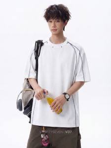 V37 | Deconstructed Heavy Duty Street Fashion Loose Matching T-Shirt