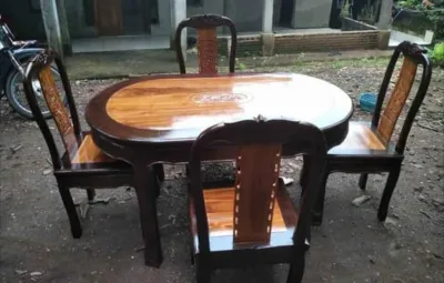 meja makan oval hongkong 4 kursi / kursi makan Hongkong / meja makan model terbaru