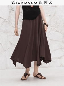 Designer Giordano Skirt Womens Mid-Length Asymmetrical Hem Elastic Waist Spring Summer New Style 18465520 Cotton Polyester Blend