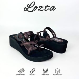 LOZTA Sendal Wedges Motif Jepit Silang Wanita Kekinian Terbaru
