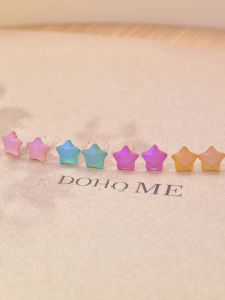Fantasy Color Pentagram Stud Earrings Female Kids Cartoon 2024 New Arrival Hot-Selling Earrings Earrings Ear-Caring Resin