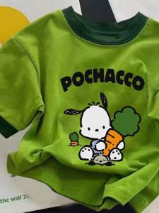 Cute Cartoon Pachat Dog Printed Girls Cotton Short Sleeve T-Shirt Childrens Summer Casual Half Sleeve Top for Girls
