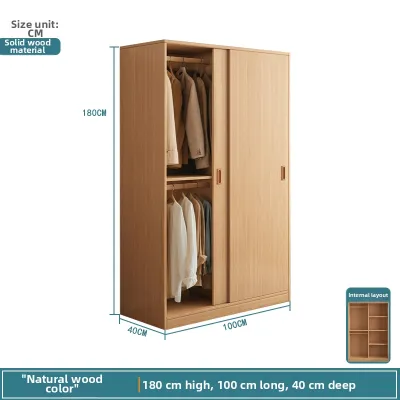Modern Simple Wooden Sliding Door Wardrobe Childrens Bedroom Storage Cabinet Home Use Small Apartment Style Furniture
