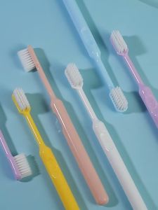 แปรงสีฟันแบบกระปุก แปรงขนนูม (1 กระปูมี 10 ด้าน) ฟันผัก สีพาสเทล แปรงกระบวนการ