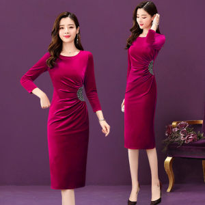 Qipao ชุดเดรสกำมะหยี่ทอง2023ปิดหน้าท้องใหม่ล่าสุดชุดแต่งงานเดรสสำหรับคณแม่หรูหรา