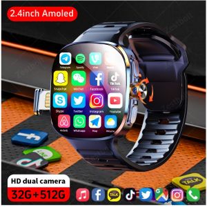 M99 Smartwatch 2.4inch Larger Amoled Screen 12 Panel Menu Smart Watch With 190° Rotating Camera 2100Mah Battery Android 10.0 OS