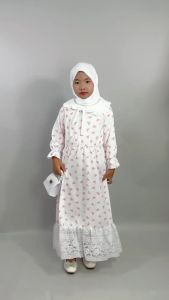 CF Kids Gamis Dress Anak Perempuan Bahan Soft Knit Motif Pita