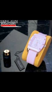 HENLEIN Jam Tangan Wanita Original Bergaransi Bentuk Oval Elegan Tali Silikon HW-6003 Soft Pink