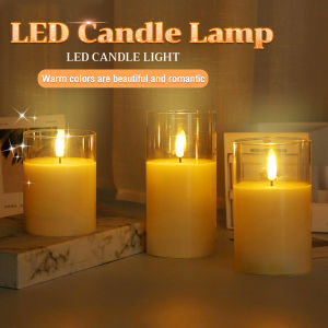 Digeo LED Electronic Candle Glass Cup Candles for Wedding Party Christmas