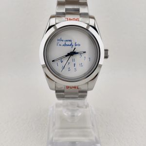 NEW mens watch NH35 watch NH35 Automatic Movement No Logo dial Watch Who cares im already late Watch 39mm Sapphire glass case