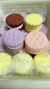 9cm Slow Rising Squishy Toys 3 Layers Super Soft Realistic Sandwich Cookie Squeeze Toy Food Squishies for Stress Relief