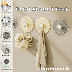 Vision 4Pcs Petal Hooks Non-marking Wall Mount Adhesive Hook Powerful Load-bearing Hole-Free Sticky Hooks Seamless Wall Hook No-Drill Key Hook