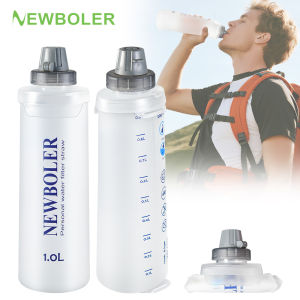 NEWBOLER Water Bottle TPU Folding Soft Flask Outdoor Sport Water Bag Collapsible Water Bottle 1L For Running Camping BPA Free