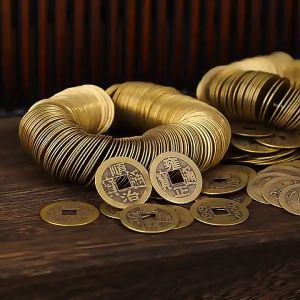 风水 五帝铜钱 真品开光 Chinese 5 Emperors Coins Attract Luck Wealth 20mm Ancient Coins Antique 风水 转运 招财镇宅随身保平安 铜钱