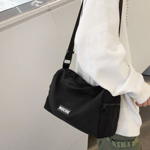 Casual Large Capacity Bucket Bag Womens Crossbody Backpack Nylon Material Fashionable Trendy Pure Color Leisure Sport Bag
