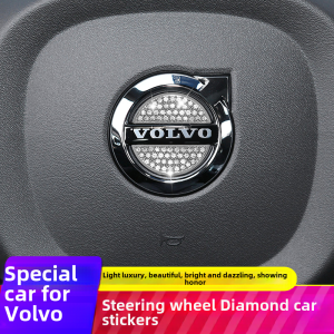 สติกเกอร์ตกแต่งติดเพชรโลโก้พวงมาลัยรถยนต์เหมาะสำหรับ Volvo XC60 S90 xc40 S60 XC90
