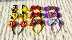 Disney Mickey Mouse Rapunzel Hair Accessories Women Sun Flower Ears Headbands Sequins Bow Chameleon Hairbands Tangled Headwear