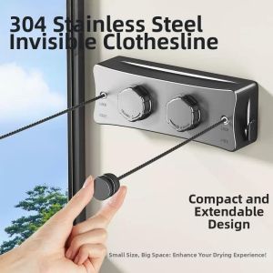 Invisible Adjustable No Drill Clothes Line