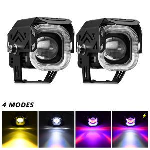 EKLEVA 2pcs LED Motorcycle Spotlights Super Bright Fish Eye Lens Angel Eye Electric Vehicle Lights Motorcycles Spotlight