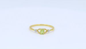 Happy Jewelry พลอยเพอริดอท (Peridot) พลอยสีเขียวมะนาว แหวนเพชร แหวนทองเพชรแท้ ทองแท้ 37.5% PL121