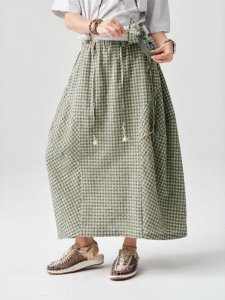 Loose Breathable Plaid Skirt