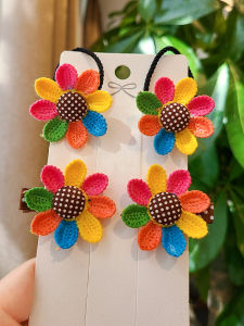 Colorful SUNFLOWER Hair Ring and Hairpins South Korea Girls Hairpin Bang Clip Hair Band Hair-Free Baby Headband